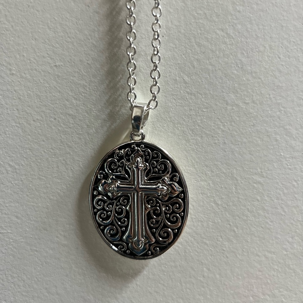 Silver-tone Cross Necklace